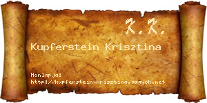 Kupferstein Krisztina névjegykártya